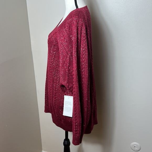 NWT Athleta decadent red metallic crew neck sweater - Picture 7 of 13